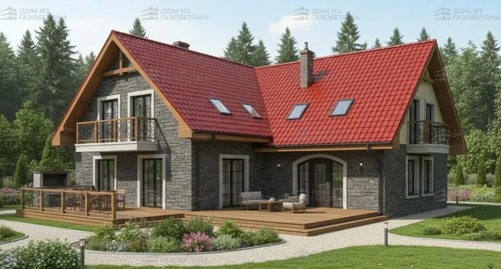 Проект Двухэтажный дом 17 на 17, 311 м2